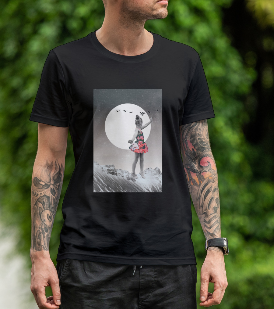 Conquer The Mountains With Ballerina In Floral Dress Under A Starry Sky T-Shirt