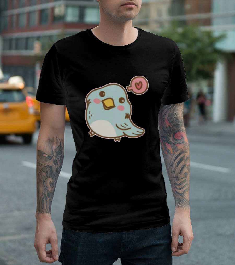 Cutie Blue Bird With Heart Bubble in Love T-Shirt