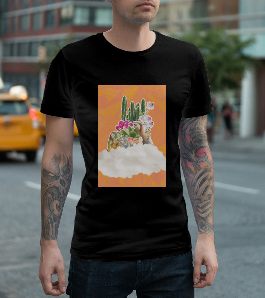 Desert Flower Queen Hand With Cactus And Orchid Fantasy T-Shirt