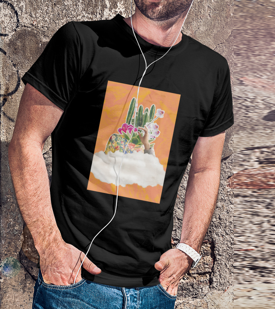 Desert Flower Queen Hand With Cactus And Orchid Fantasy T-Shirt