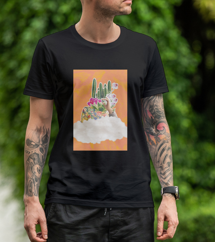 Desert Flower Queen Hand With Cactus And Orchid Fantasy T-Shirt