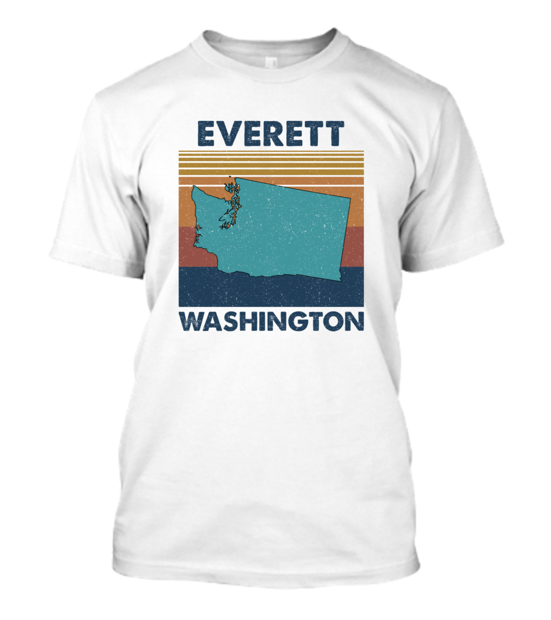 Everett Washington Vintage State Map T-Shirt