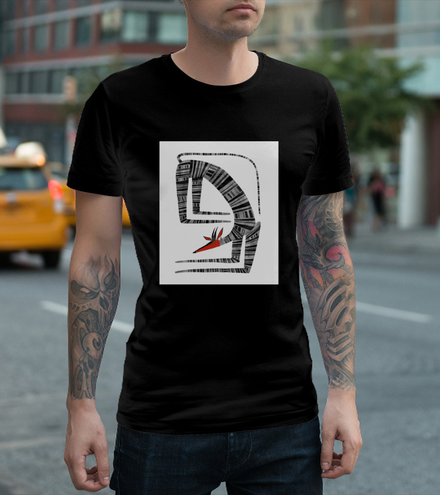 Goat Is Relaxing Striped Abstract Artform with Red Accents T-Shirt