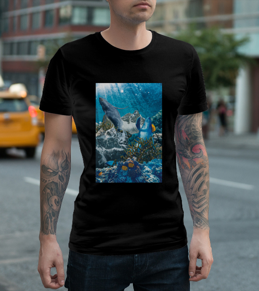 Hiking Underwater Adventure with Sea Creatures and Coral Reefs T-Shirt