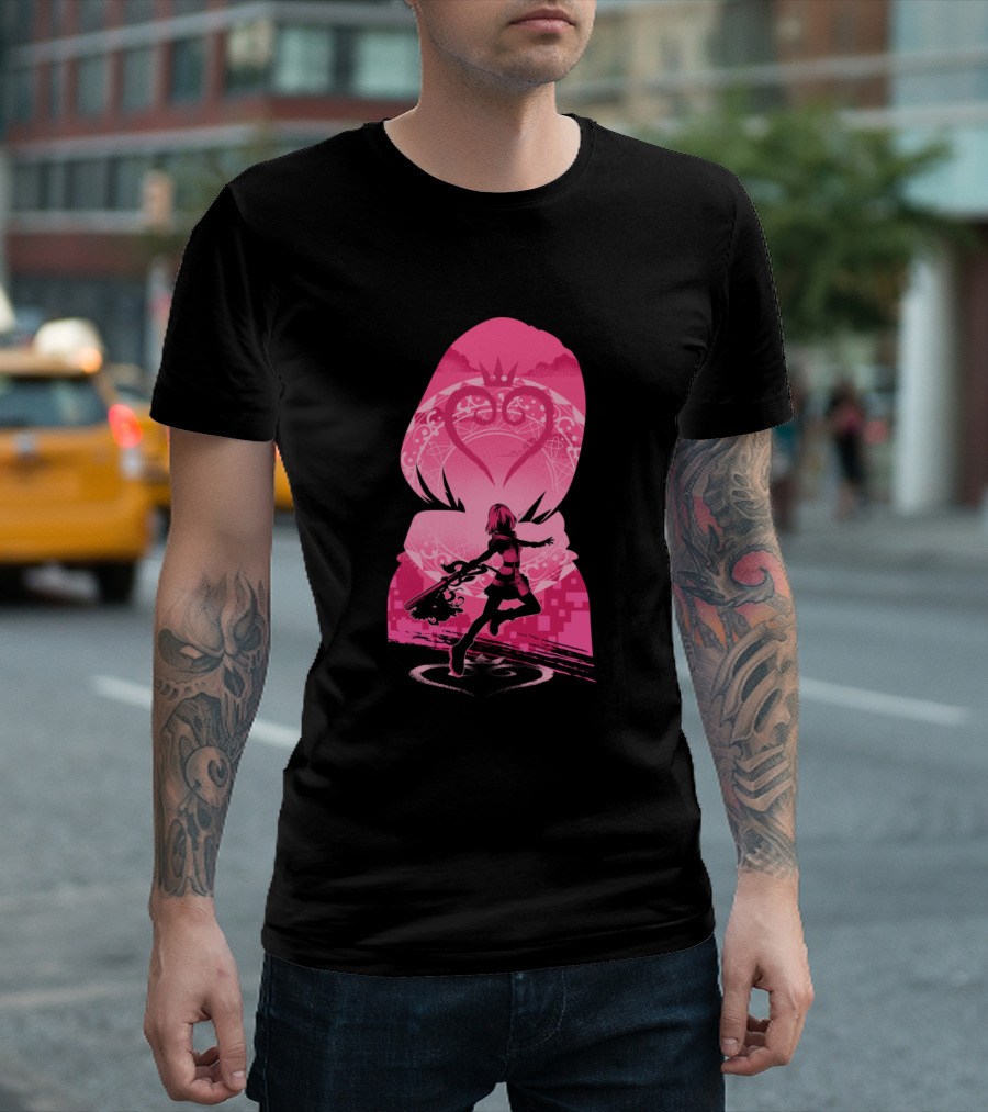 Kairi Silhouette With Keyblade And Heart Crest T-Shirt