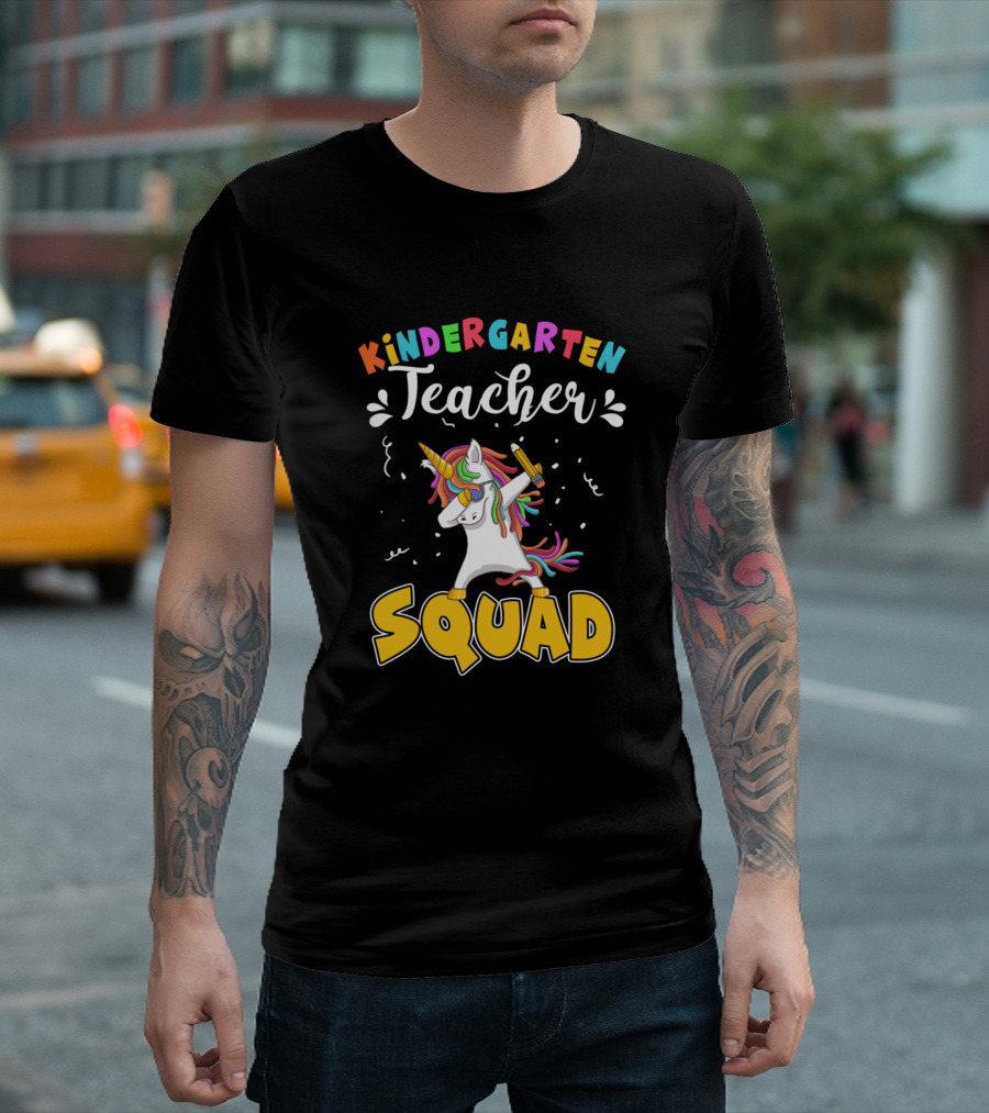 Kindergarten Teacher Squad Dabbing Unicorn T-Shirt