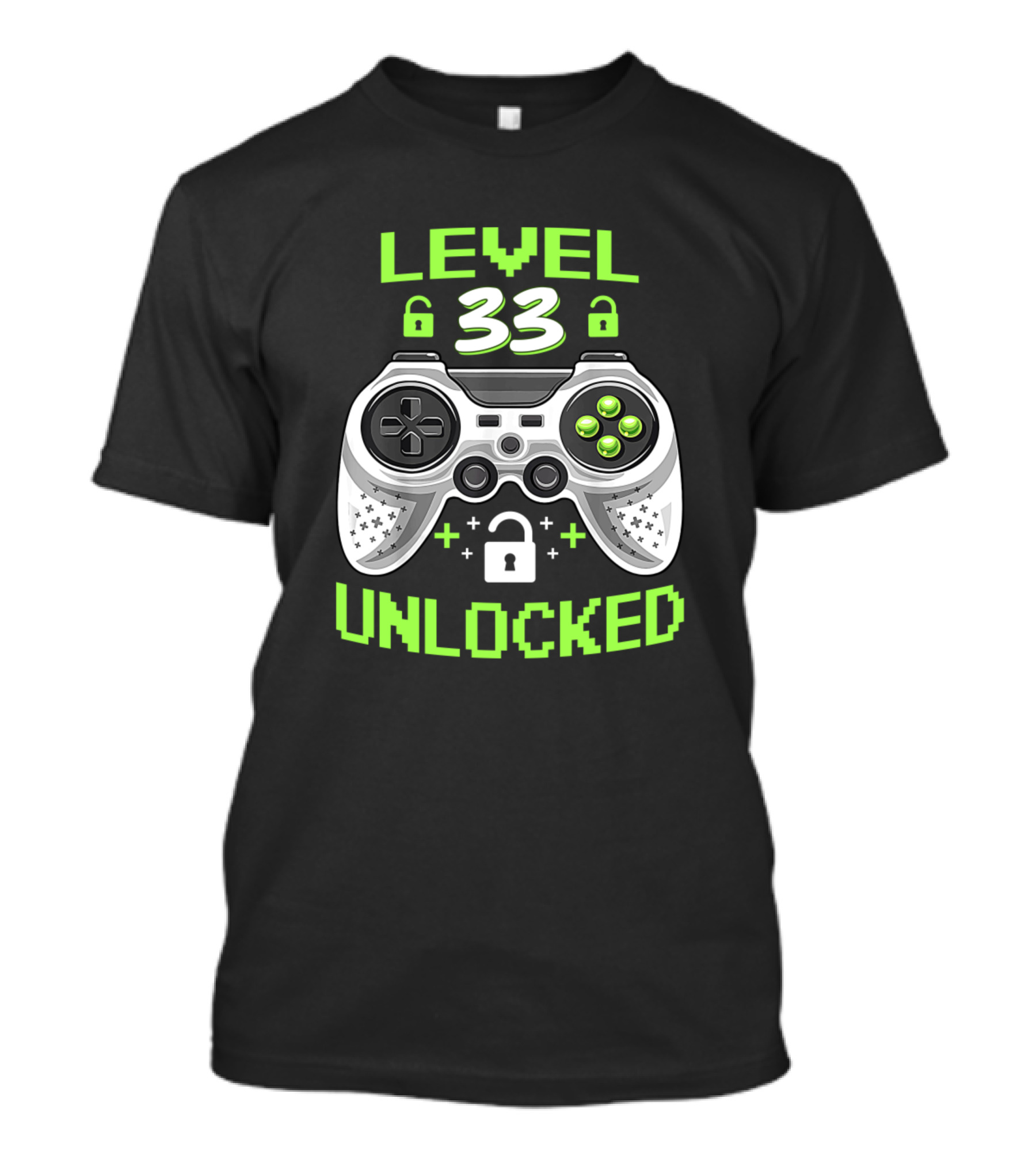 Level 33 Unlocked 33 Years Old Video Game Controller Birthday T-Shirt