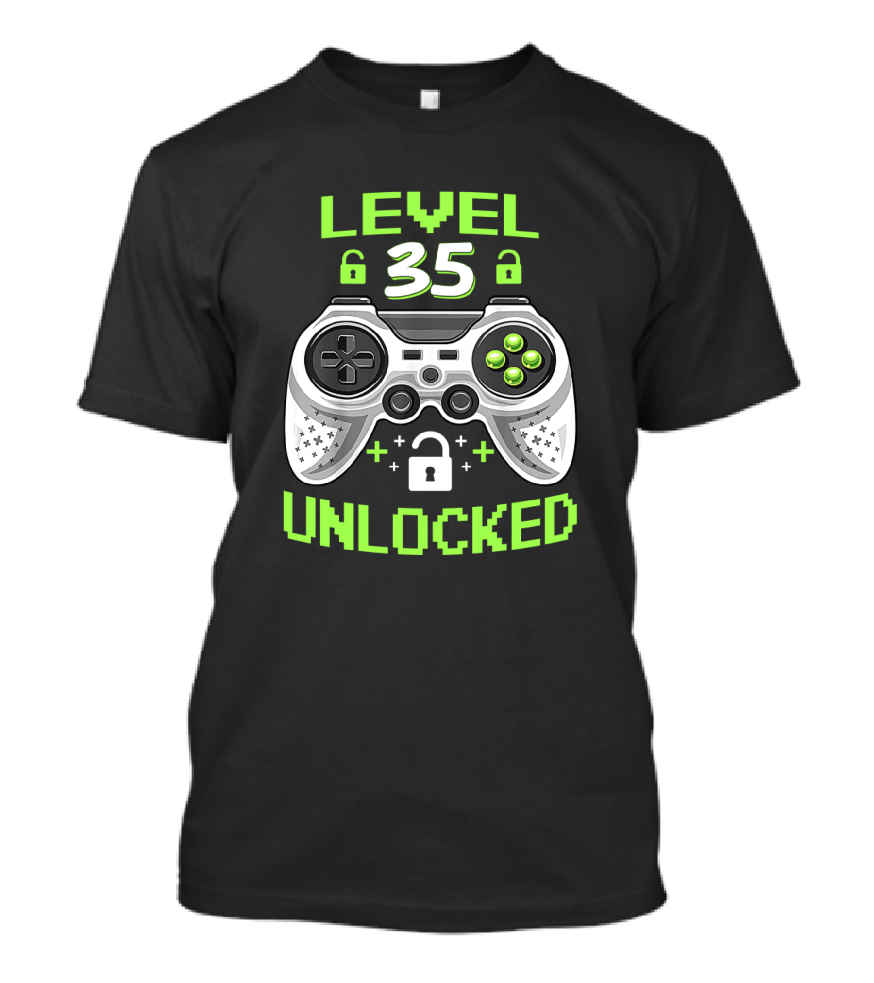 Level 35 Unlocked 35 Years Old Birthday Game Controller Padlock T-Shirt