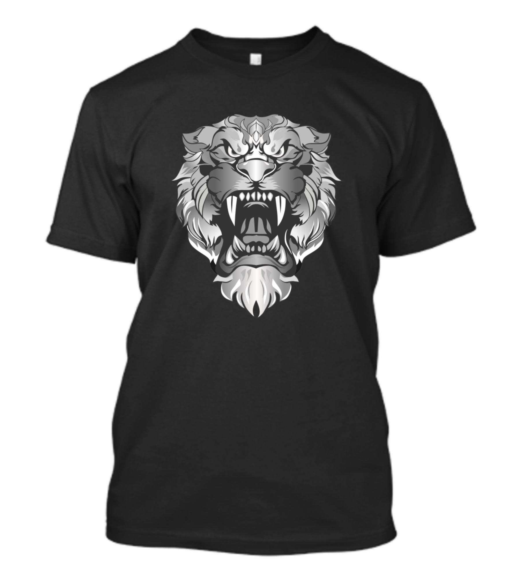 Lion King Roaring Fierce Metallic Lion Head T-Shirt