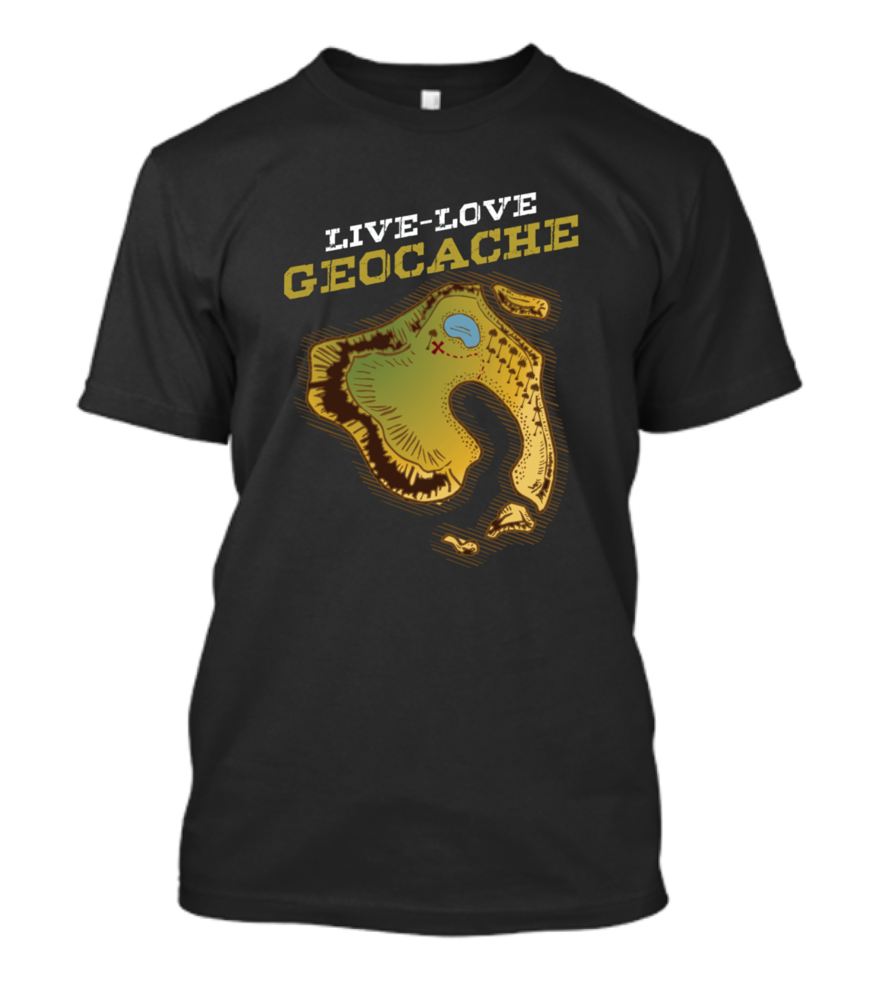 LIVE LOVE GEOCACHE TREASURE HUNTING MAP ADVENTURE T-Shirt