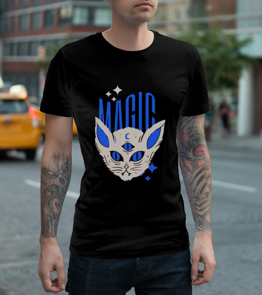 Magic Cat Third Eye Mystical White Feline T-Shirt