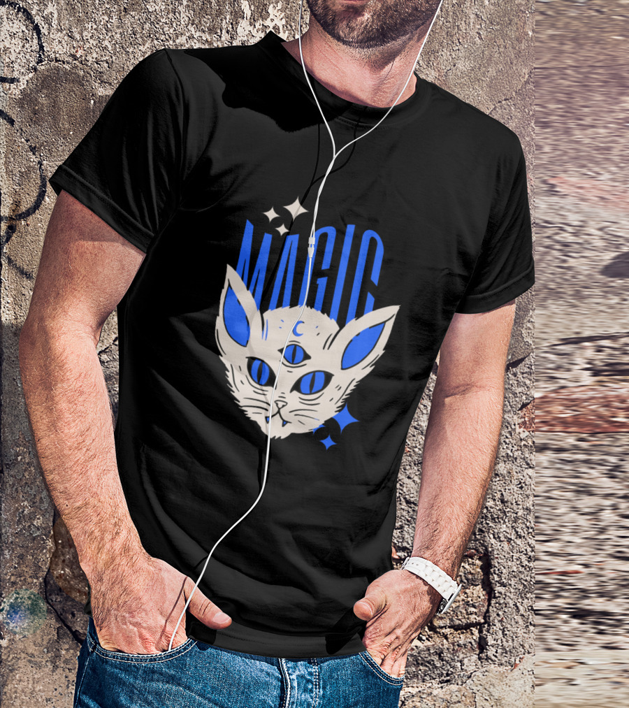 Magic Cat Third Eye Mystical White Feline T-Shirt