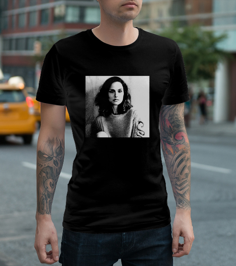 Natalie Portman Black and White Linocut T-Shirt