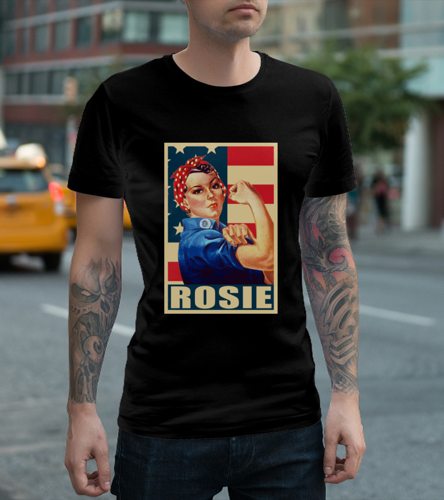 Rosie the Riveter We Can Do It American Flag T-Shirt