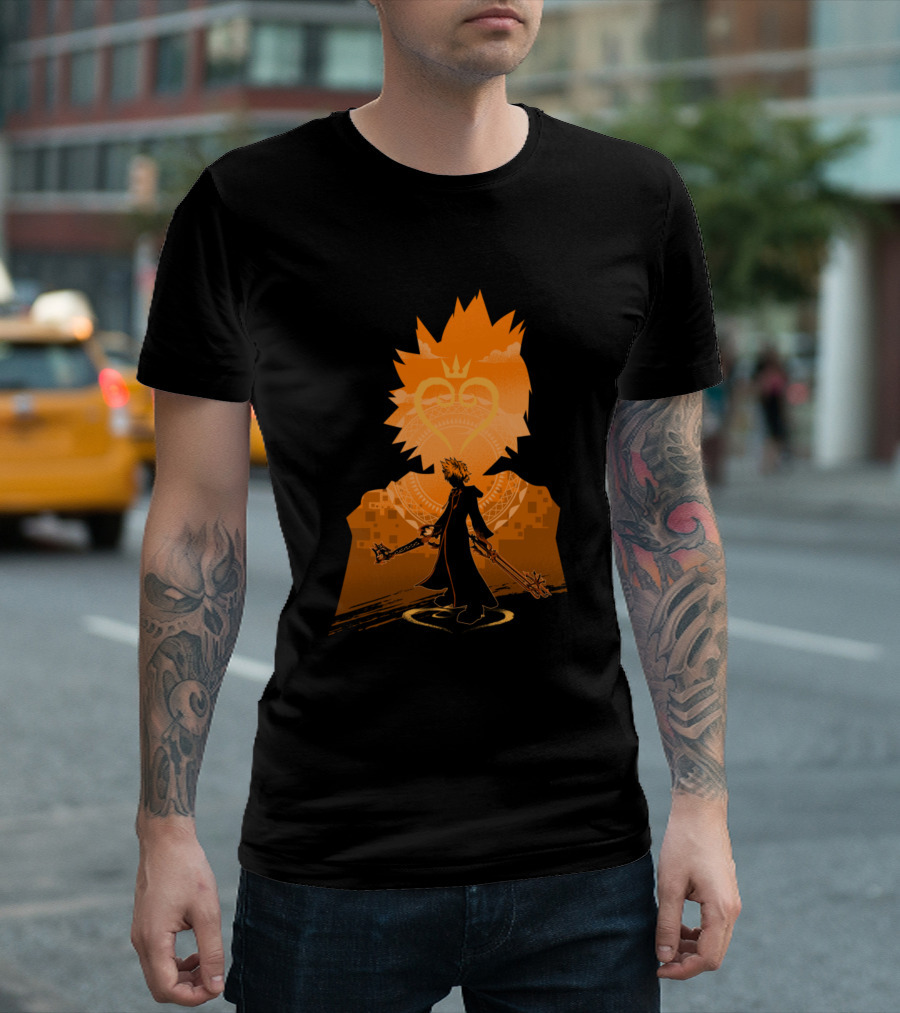 Roxas Kingdom Hearts Twilight Town Silhouette Keyblade T-Shirt