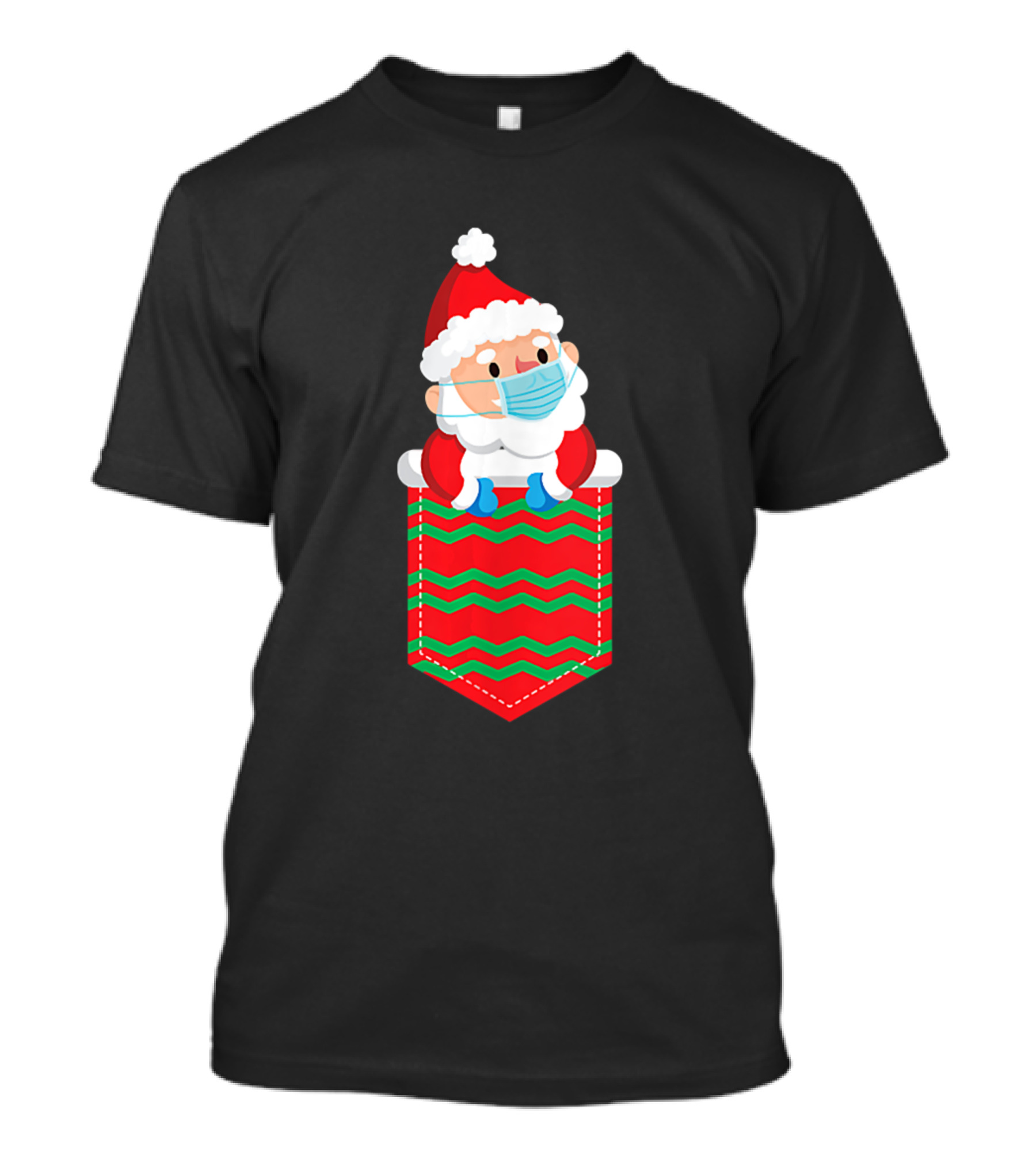 Santa Pocket Masked Christmas Chevron T-Shirt