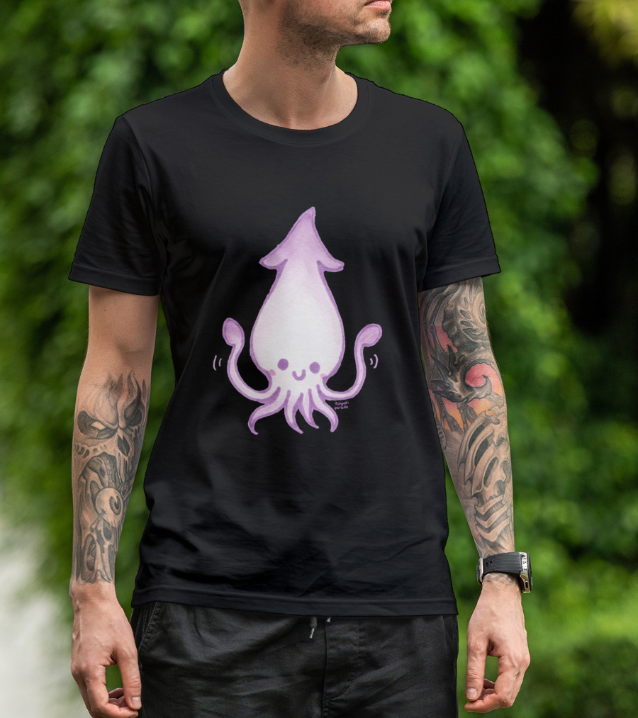 Cute Smiling Squid Watercolor T-Shirt