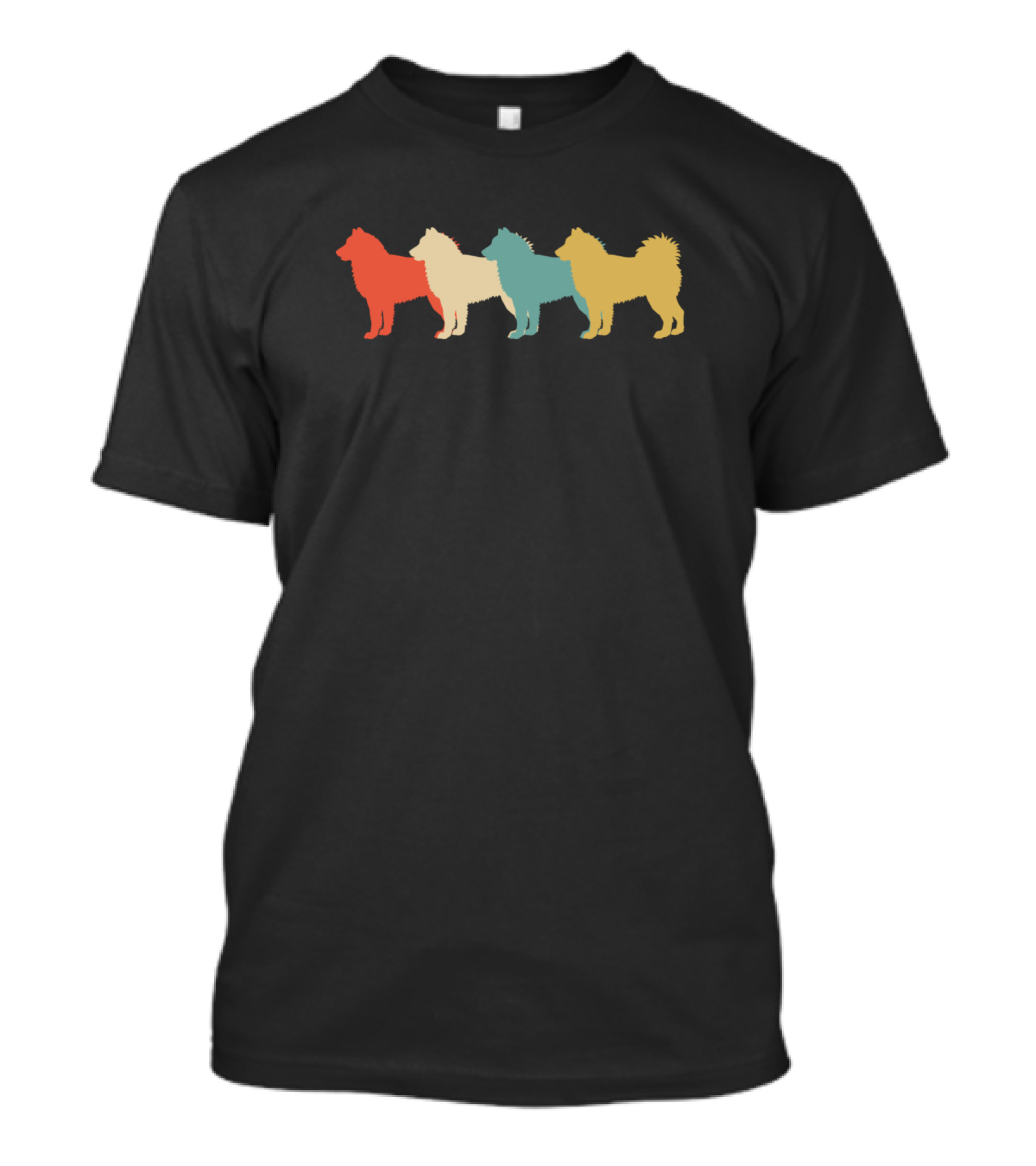 Vintage Alaskan Malamute Silhouettes In Retro Pop T-Shirt