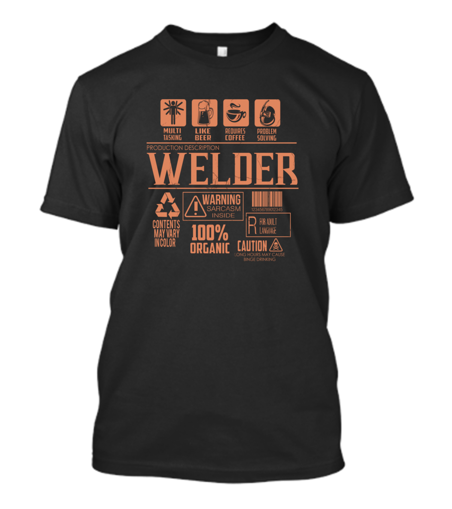 Multi-Tasking Beer Coffee Problem Solving Sarcasm Warning Adult Language Caution Welder T-Shirt