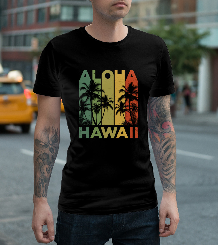 Aloha Hawaii Hawaiian Island Vintage 1980s Palm Trees T-Shirt