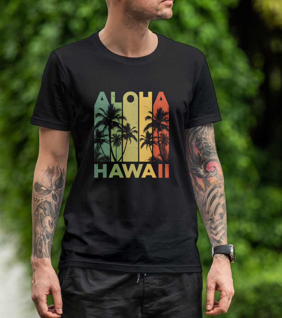 Aloha Hawaii Hawaiian Island Vintage 1980s Palm Trees T-Shirt