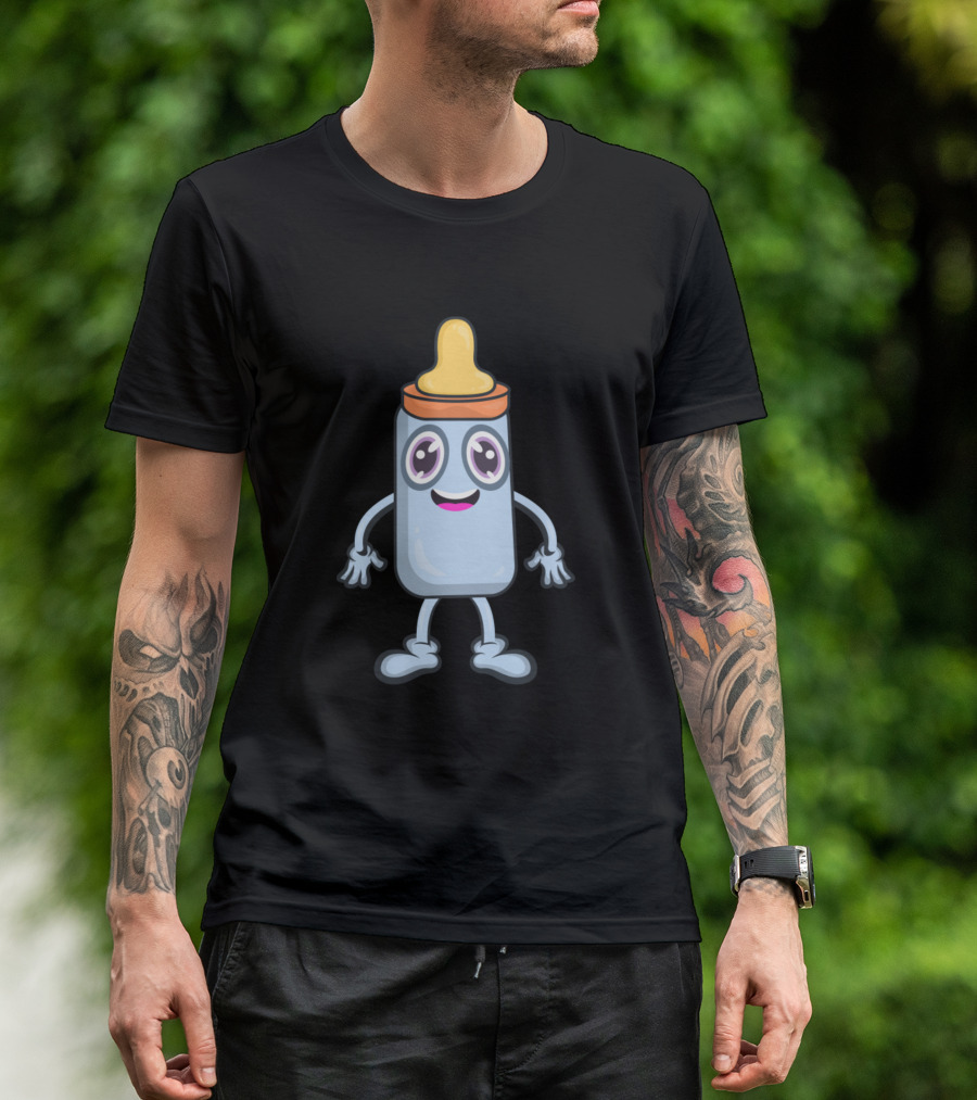 Baby Bottle Character With Big Eyes And Smiling Face T-Shirt