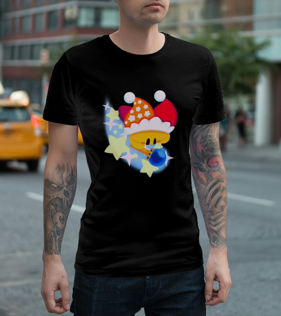 Kirby Beam Ability with Starry Jester Hat and Stars T-Shirt