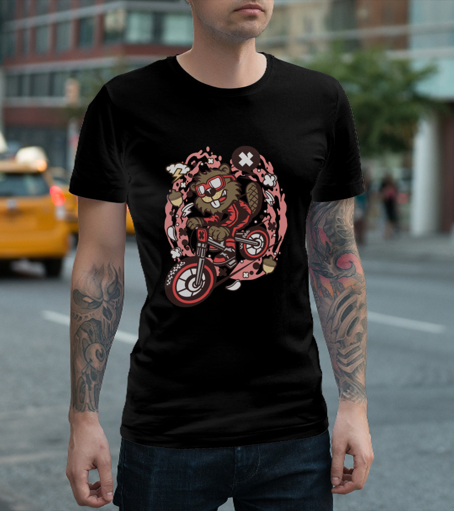 Beaver Downhill Biking Adventure for Animated Characters Comics X T-Shirt