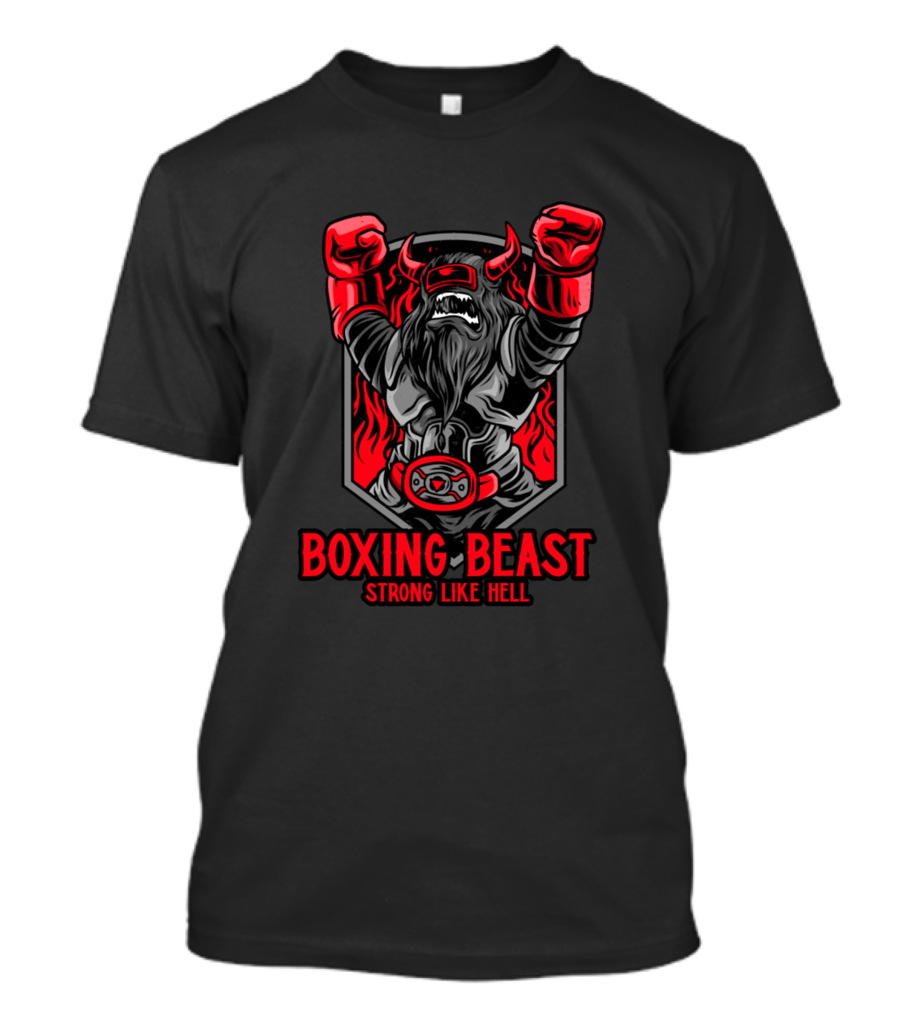 Boxing Beast Strong Like Hell Fiery Bull Warrior T-Shirt
