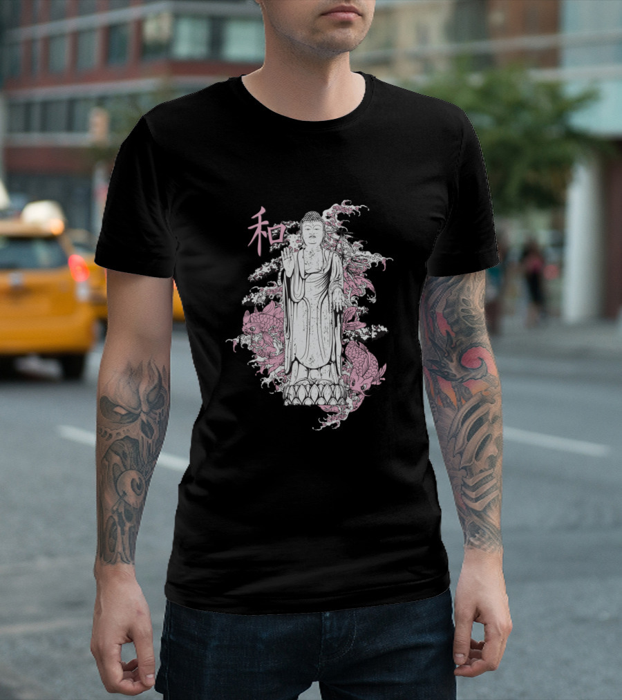 Buddha And Koi Harmony Japanese Character T-Shirt