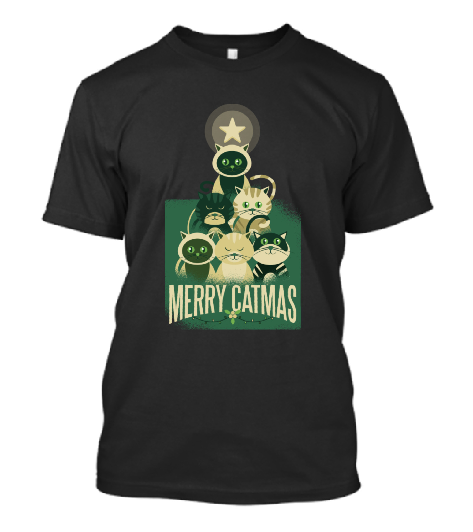 Merry Catmas Cats Christmas Tree Cat Cute Kitten T-Shirt