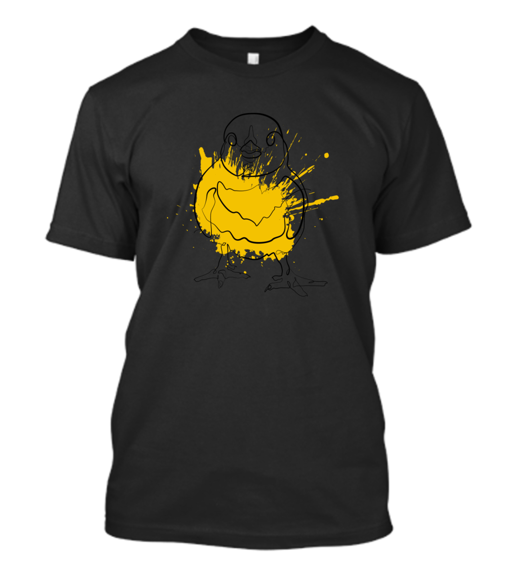 Chick One Line Drawing Yellow Splash T-Shirt