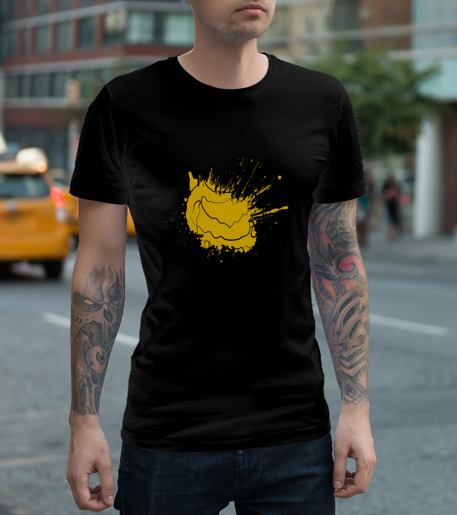 Chick One Line Drawing Yellow Splash T-Shirt