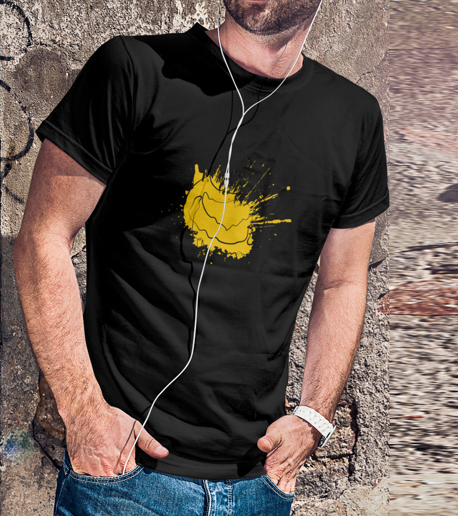 Chick One Line Drawing Yellow Splash T-Shirt