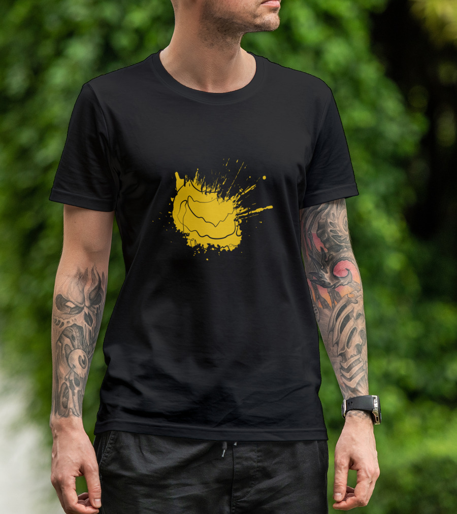 Chick One Line Drawing Yellow Splash T-Shirt