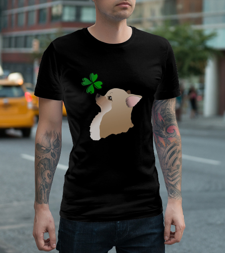 Chihuahua Dog With Shamrock Clover T-Shirt