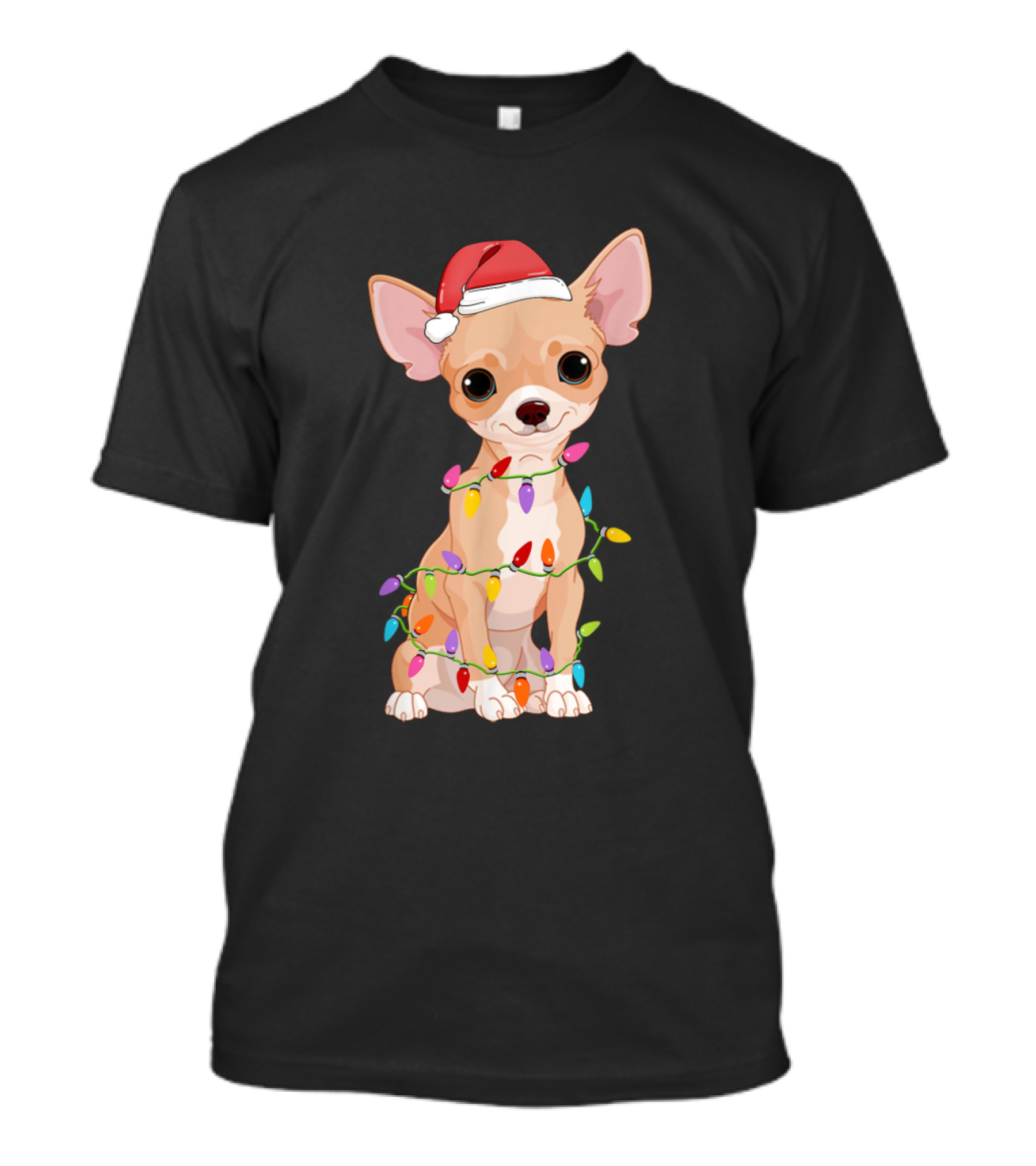 Chihuahua Christmas Lights Santa Hat T-Shirt