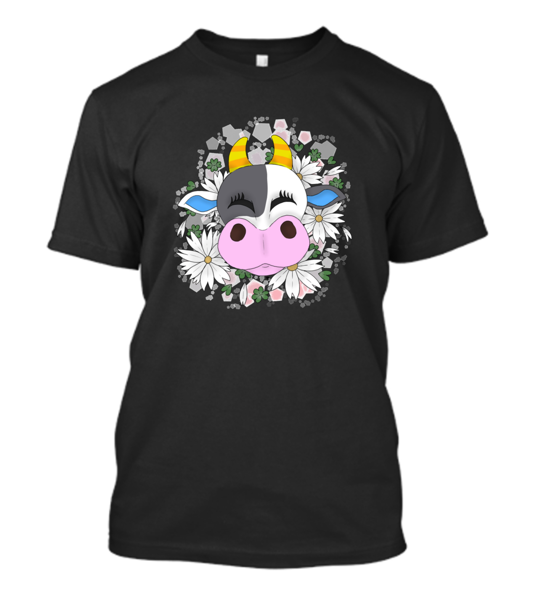 Cow Tipper Cow Cute Floral Head With Yellow Horns And Daisies T-Shirt