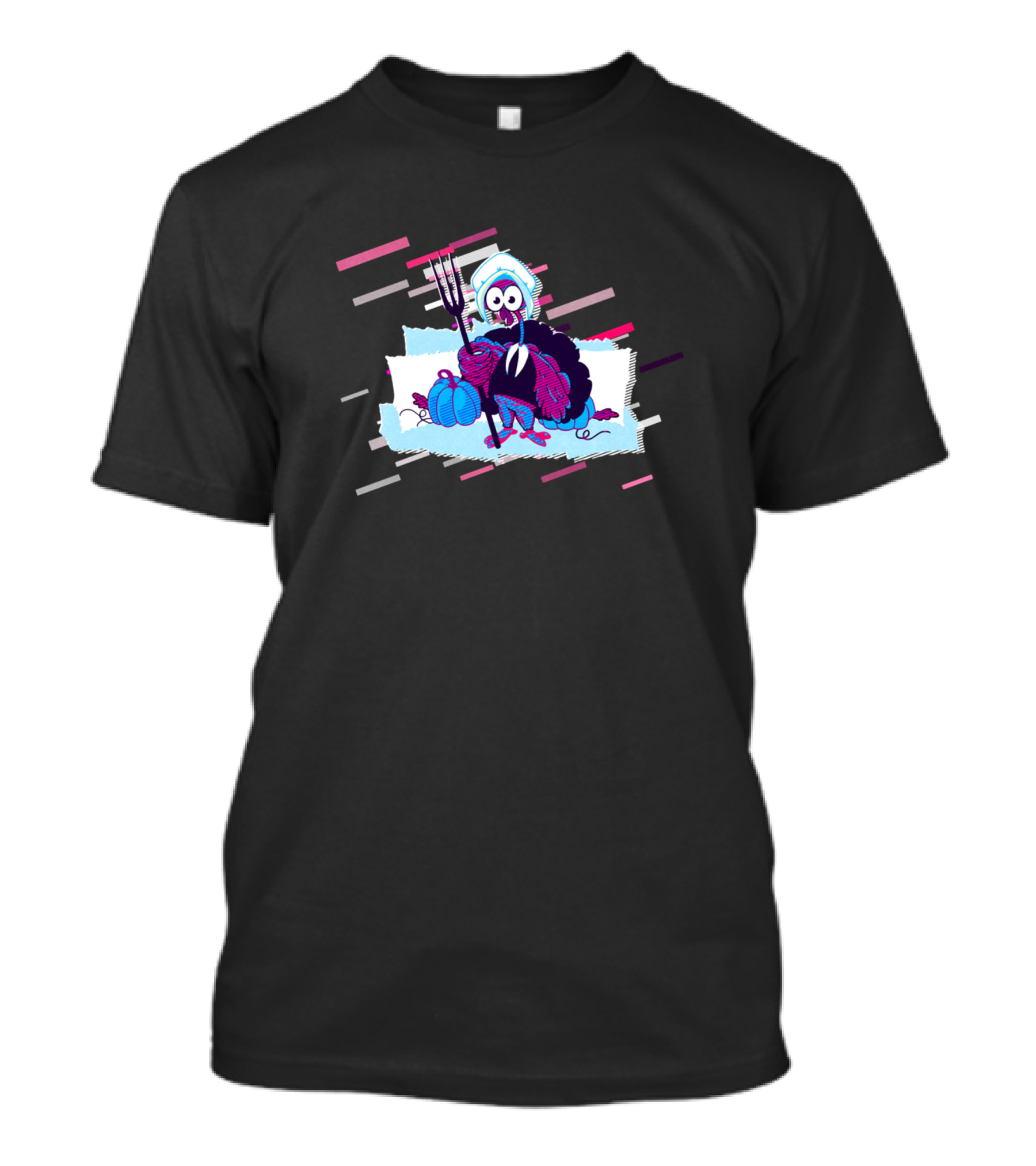 Cow Turkey Farmer Eighties Retro Violet And Purple Thanksgiving T-Shirt