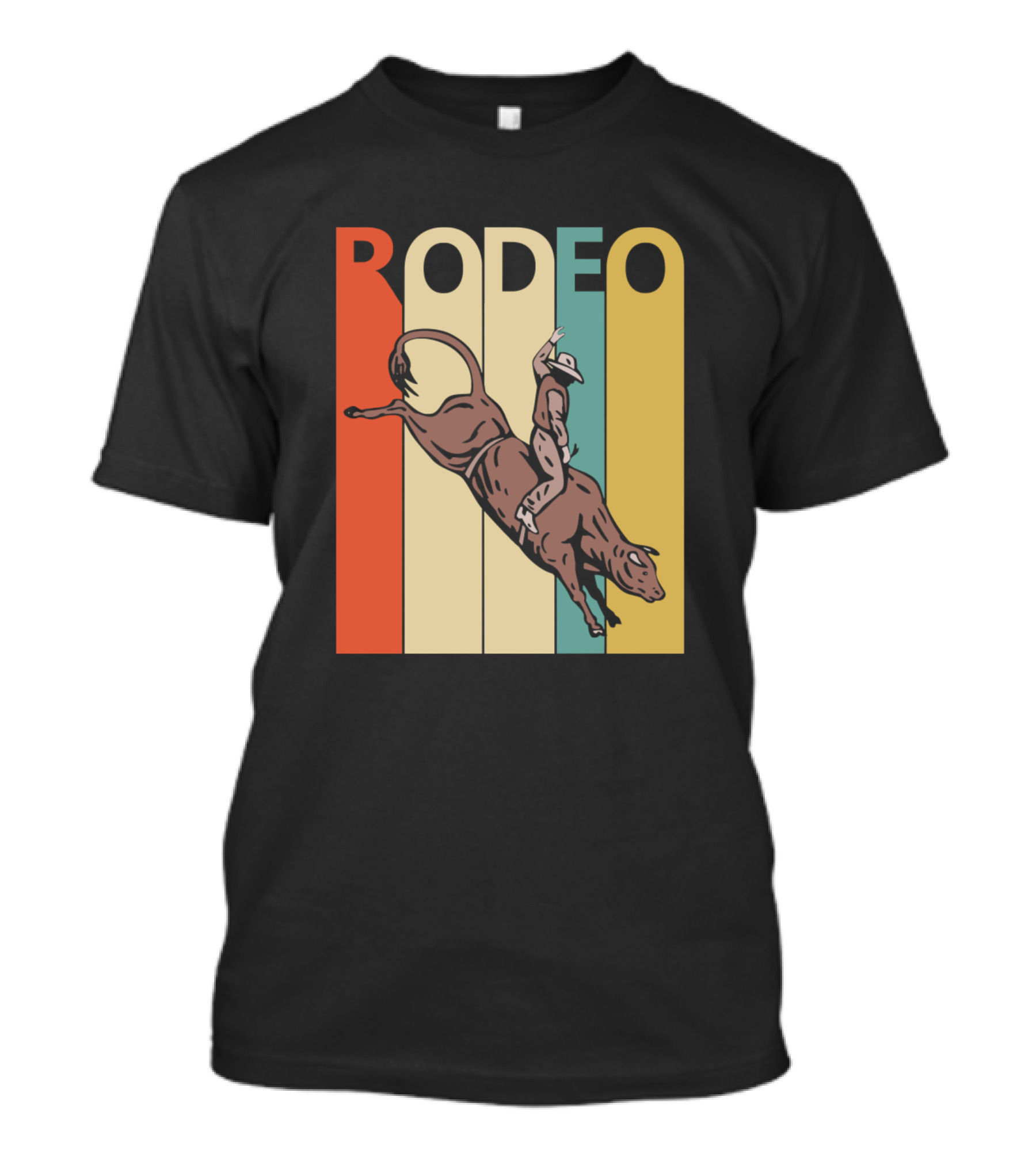 Rodeo Vintage Cow Bull Rider Retro Stripes T-Shirt