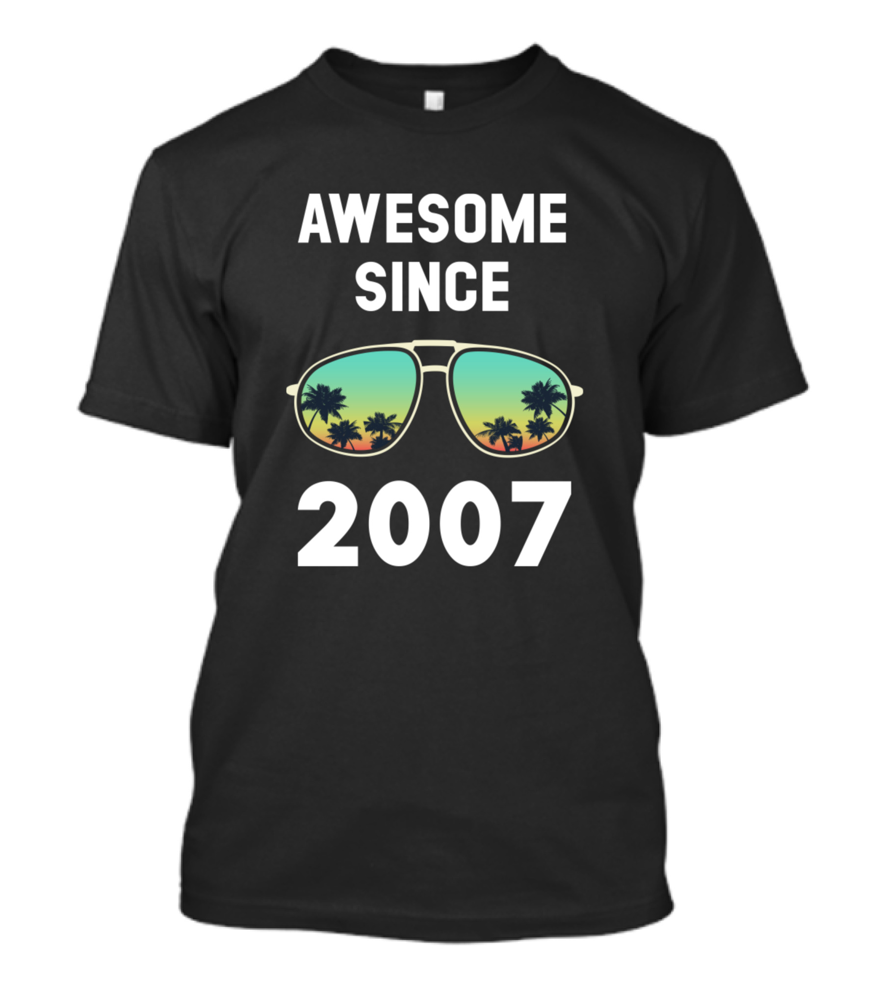 AWESOME SINCE 2007 Eyeglasses Palm Trees Sunset T-Shirt