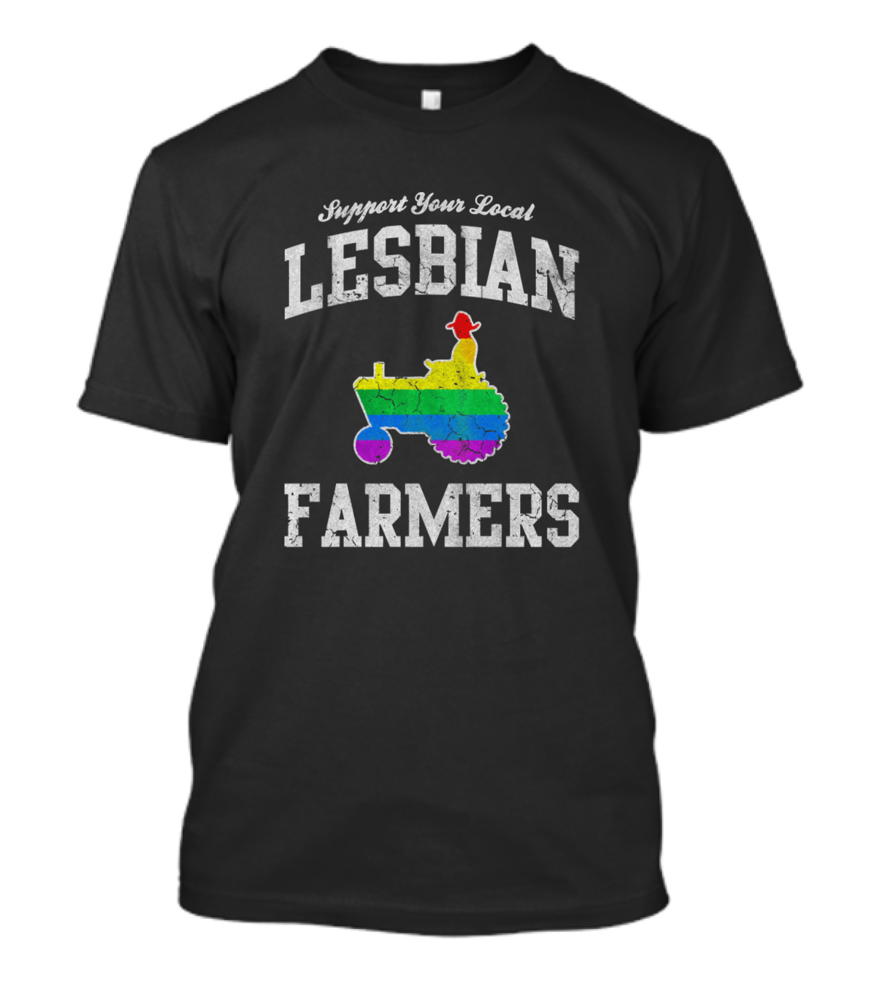 Support Your Local Lesbian Farmers Tractor Pride T-Shirt