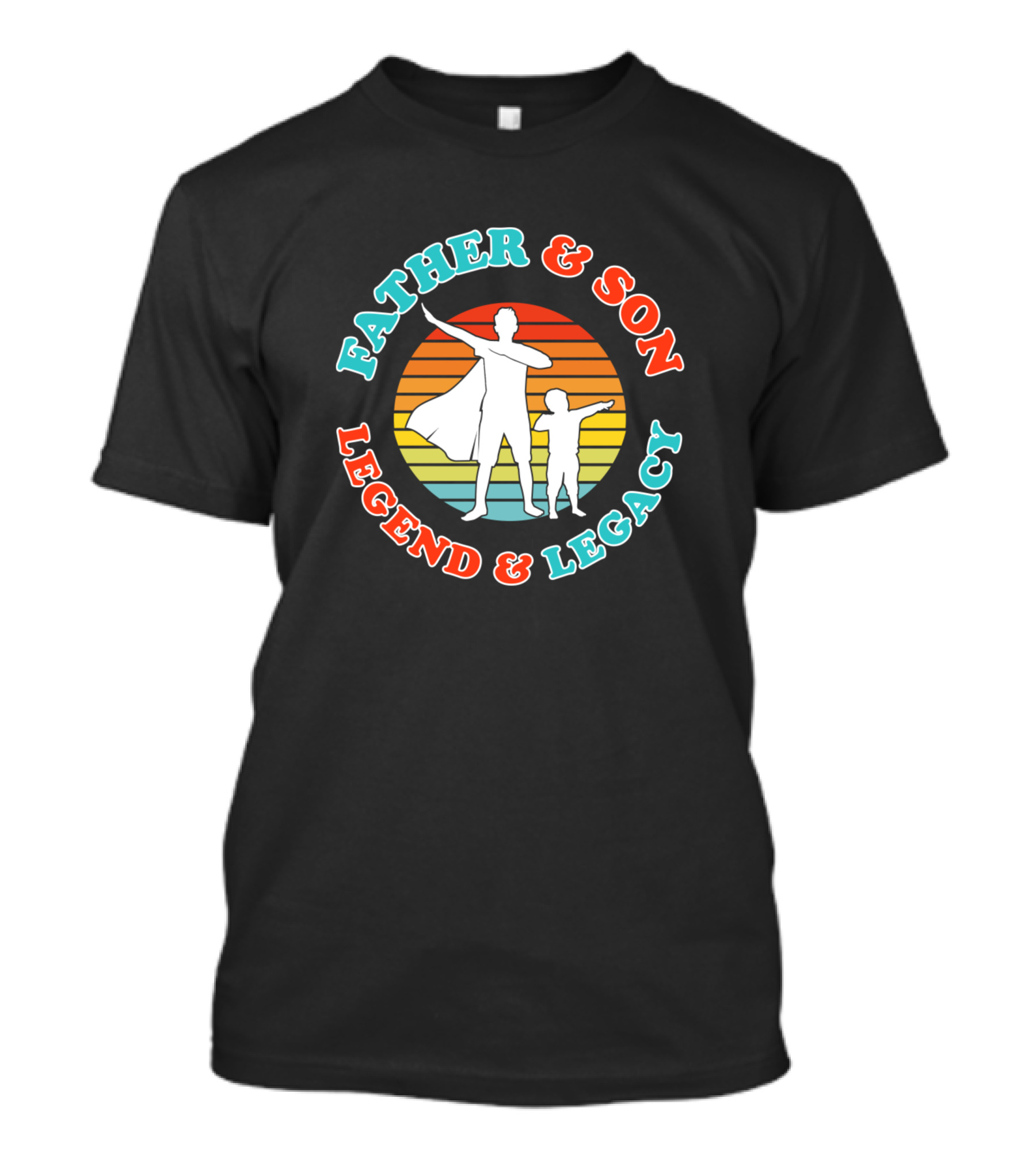 FATHER And SON LEGEND And LEGACY Vintage Superhero Silhouette Retro Sunset T-Shirt