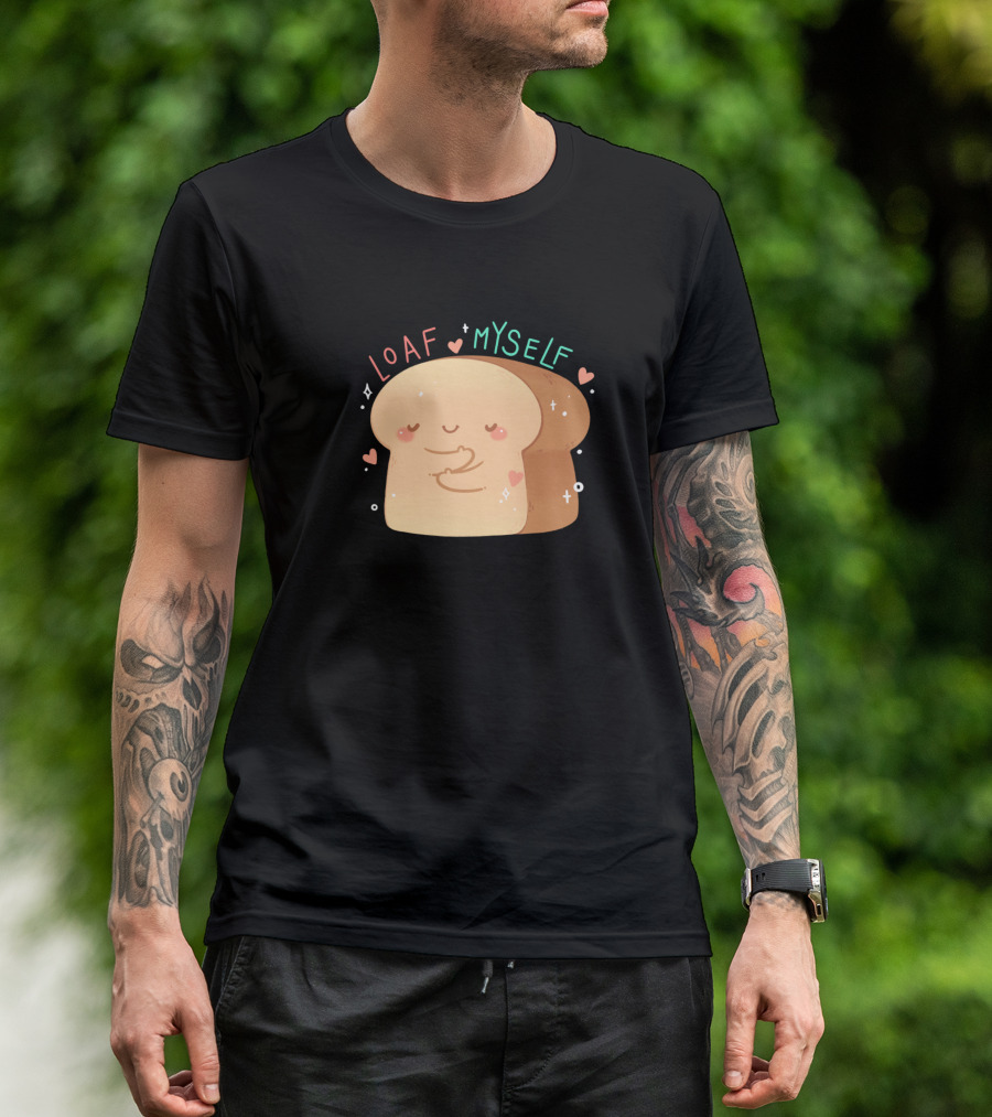 LOAF MYSELF Bread Slice With Hearts And Sparkles T-Shirt