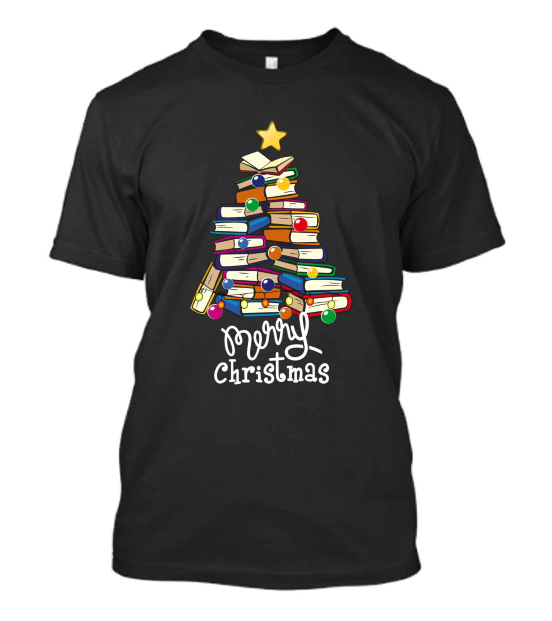 Merry Christmas Book Tree For Teachers Who Love Reading T-Shirt