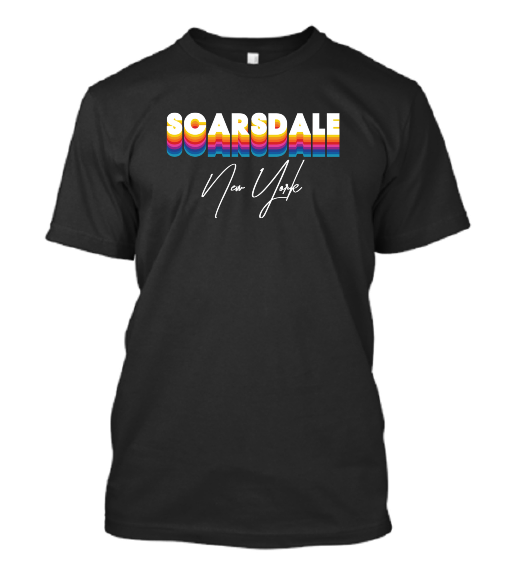 Scarsdale New York Retro Vintage Clothing Bold Rainbow T-Shirt