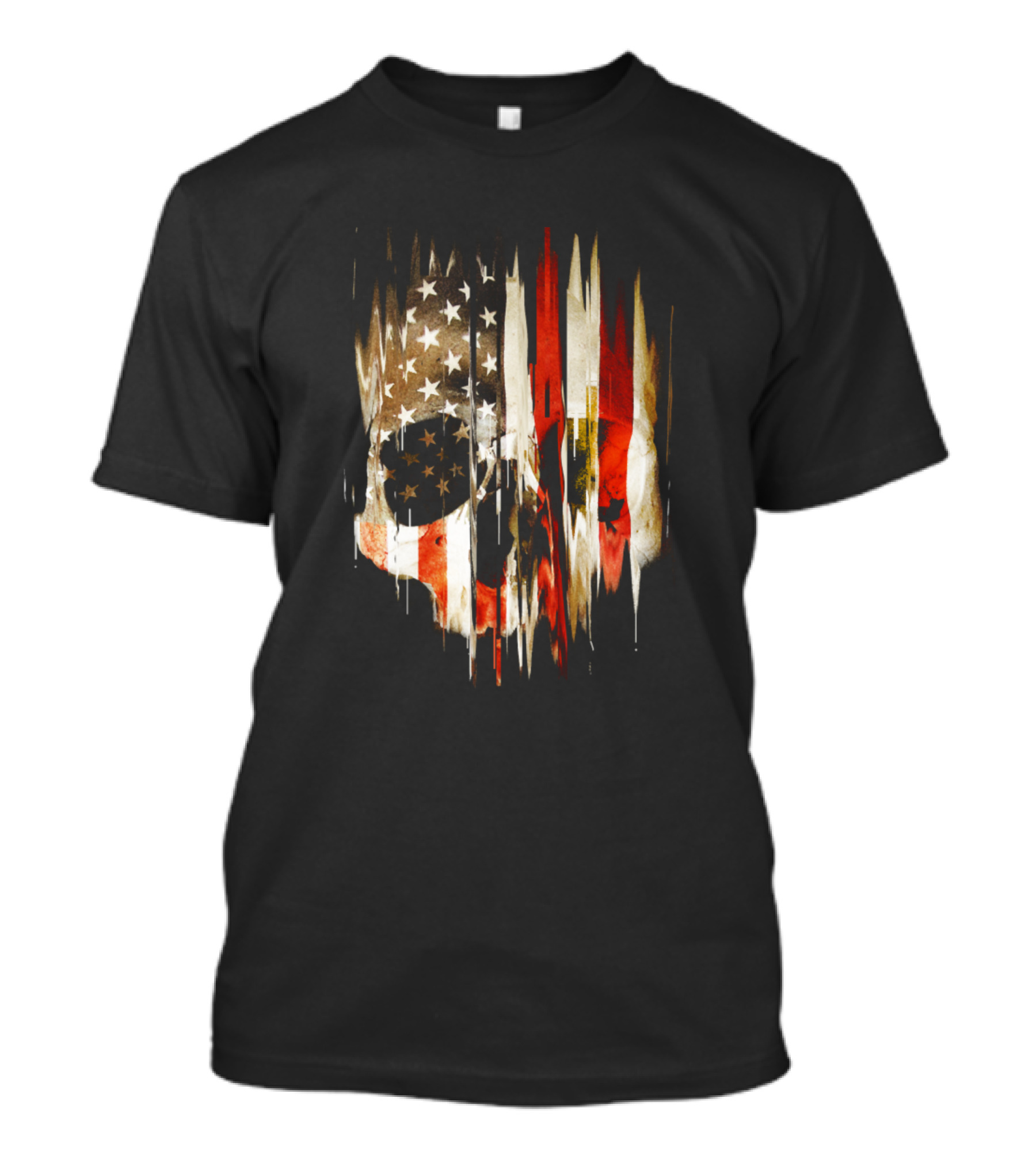 American Flag Skull Distorted Stripes T-Shirt