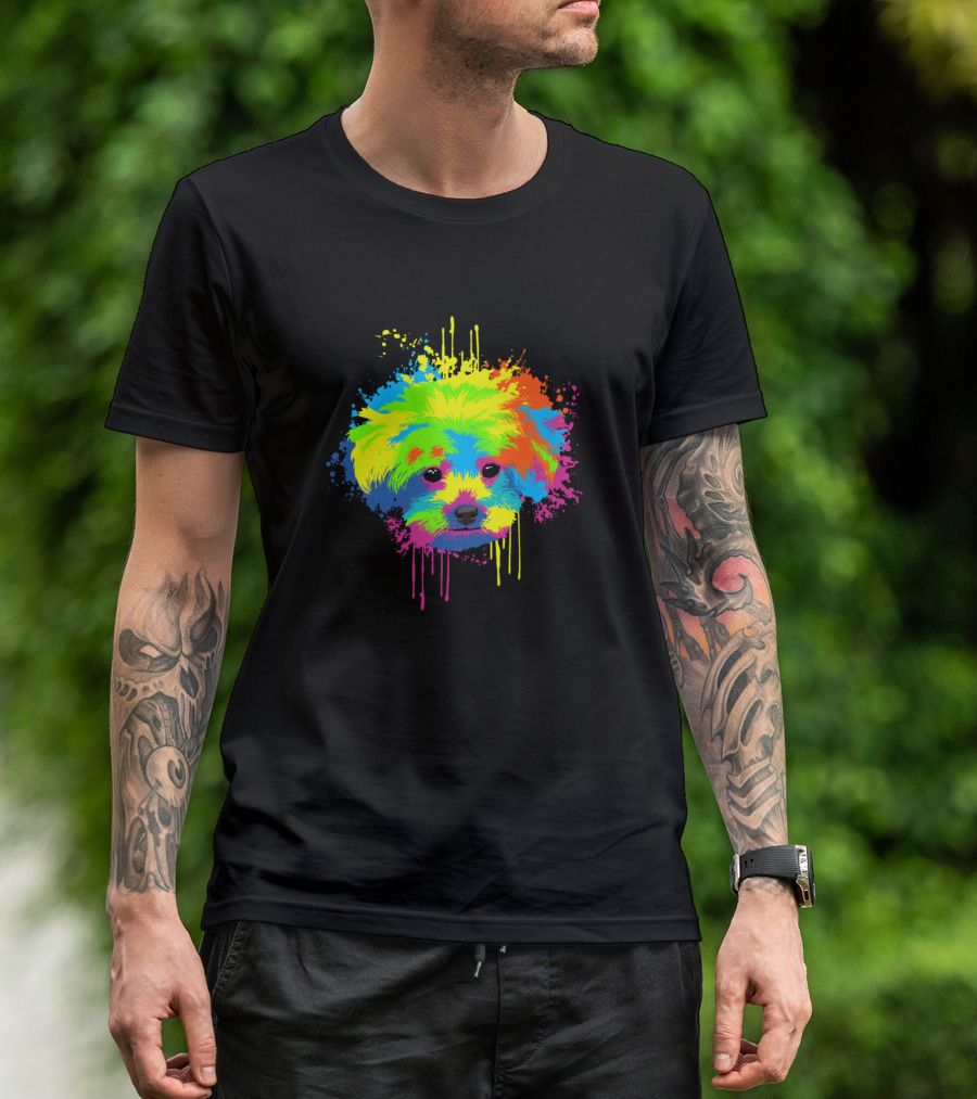 Splash Art Maltese Colorful Dog T-Shirt