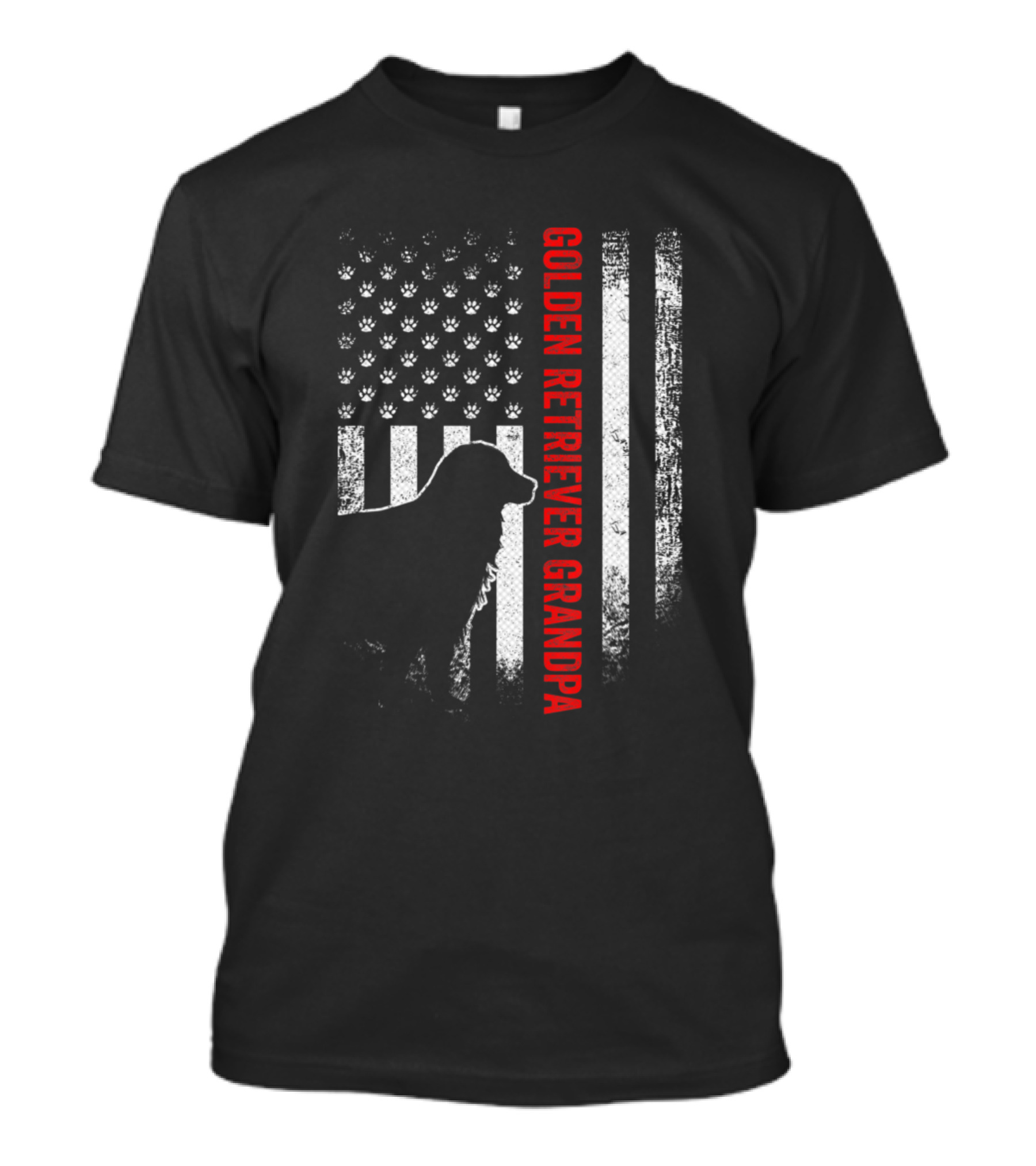 Golden Retriever Grandpa Vintage USA Flag Paw Prints T-Shirt