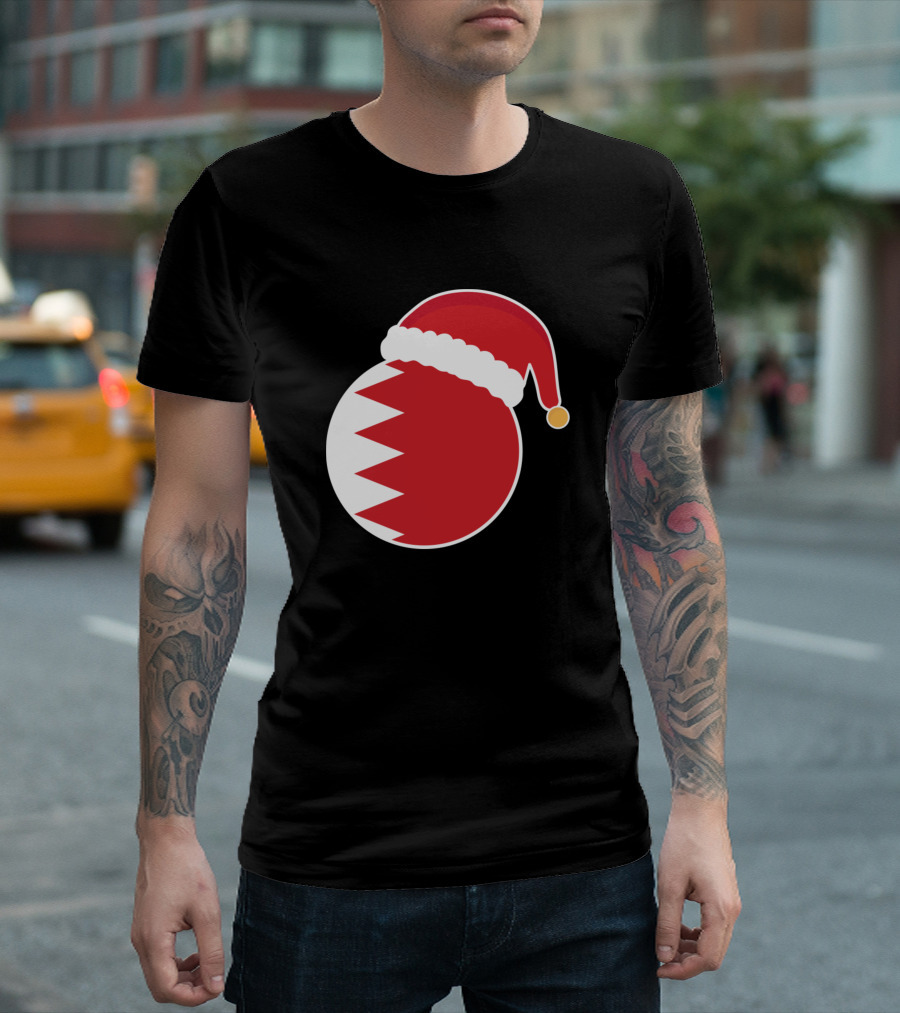 Bahrain Flag with Santa Claus Hat Christmas T-Shirt